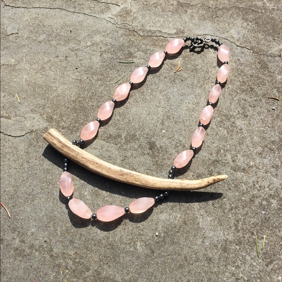 Rose Quartz Deer Antler Statement Necklace - Picture 11 of 16